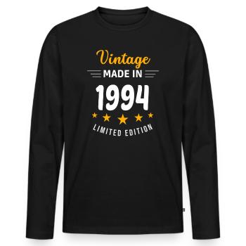 Vintage made in 1994 - Men's Premium Organic Long Sleeve Shirt - black - Front - Nico (187cm)
