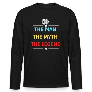 Der Mann Der Mythos Die Legende COOK - Männer Premium Bio Langarmshirt - Schwarz - Vorne - Nico (187cm)
