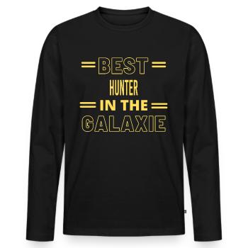 Best Ever IN THE GALAXIE HUNTER - Men's Premium Organic Long Sleeve Shirt - black - Front - Nico (187cm)