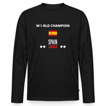 Spain World Champion 2022 - Men's Premium Organic Long Sleeve Shirt - black - Front - Nico (187cm)