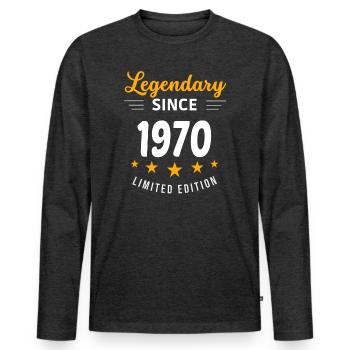 Legendary since 1970 - Men's Premium Organic Long Sleeve Shirt - heather anthracite - Front - Nico (187cm)