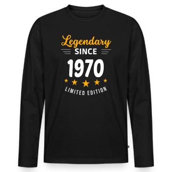 Legendär seit 1970 - Männer Premium Bio Langarmshirt - Schwarz - Vorne - Nico (187cm)