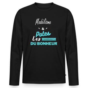 potes les ingrédients du bonheur Modélisme - T-shirt manches longues Premium bio Homme - noir - Devant - Nico (187cm)