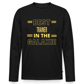 Bester IN THE GALAXIE TRAINER ALLER ZEITEN - Männer Premium Bio Langarmshirt - Schwarz - Vorne - Nico (187cm)