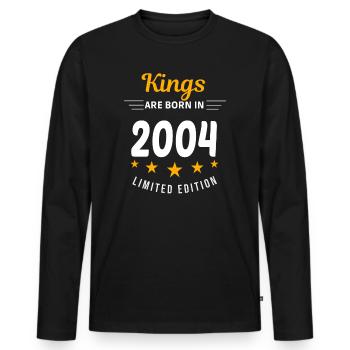 Kings ARE BORN IN 2004 - Men's Premium Organic Long Sleeve Shirt - black - Front - Nico (187cm)