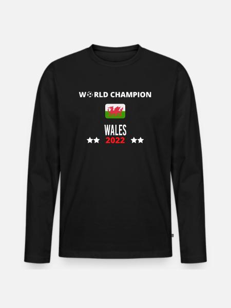 Wales Weltmeister 2022 - Männer Premium Bio Langarmshirt - Schwarz