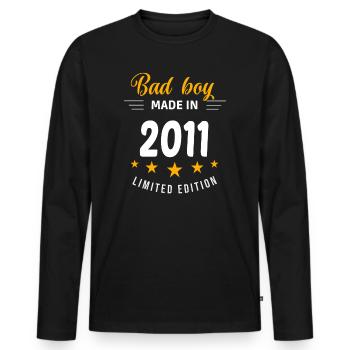 Bad boy fabriqué en 2011 - T-shirt manches longues Premium bio Homme - noir - Devant - Nico (187cm)