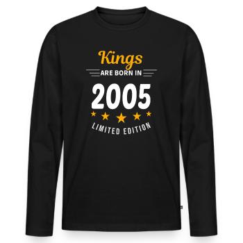 Könige SIND 2005 GEBOREN - Männer Premium Bio Langarmshirt - Schwarz - Vorne - Nico (187cm)