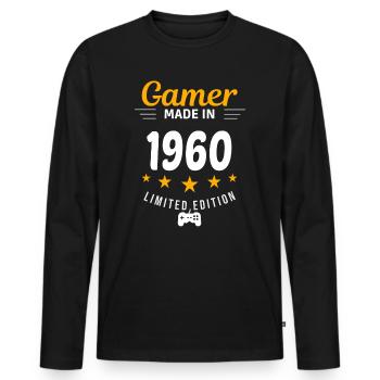 Gamer fabriqué en 1960 - T-shirt manches longues Premium bio Homme - noir - Devant - Nico (187cm)