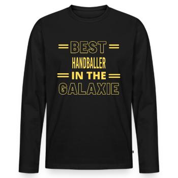 Best Ever IN THE GALAXIE HANDBALLER - Men's Premium Organic Long Sleeve Shirt - black - Front - Nico (187cm)