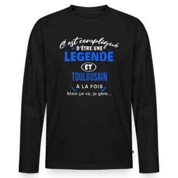 humour Légende et TOULOUSAIN cadeau - T-shirt manches longues Premium bio Homme - noir - Devant - Nico (187cm)