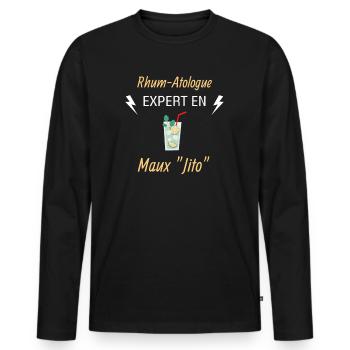 Rhum-Atologue - T-shirt manches longues Premium bio Homme - noir - Devant - Nico (187cm)
