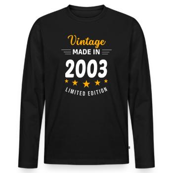 Vintage made in 2003 - Men's Premium Organic Long Sleeve Shirt - black - Front - Nico (187cm)