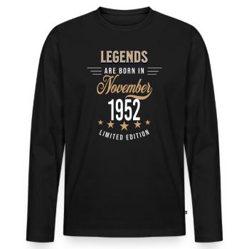 Legends are born in November 1952 - Men's Premium Organic Long Sleeve Shirt - black - Front - Nico (187cm)