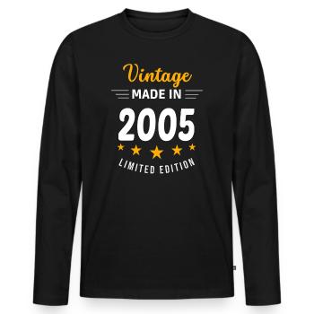 Vintage made in 2005 - Men's Premium Organic Long Sleeve Shirt - black - Front - Nico (187cm)