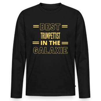 Beste aller Zeiten IN THE GALAXIE TROMPETER - Männer Premium Bio Langarmshirt - Schwarz - Vorne - Nico (187cm)