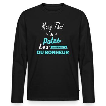 potes les ingrédients du bonheur Muay Thaï - T-shirt manches longues Premium bio Homme - noir - Devant - Nico (187cm)