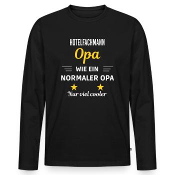 Opa wie ein normaler nur viel cooler Hotelfachmann - Männer Premium Bio Langarmshirt - Schwarz - Vorne - Nico (187cm)