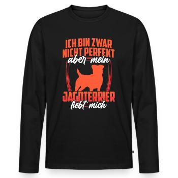 Jagdterrier liebt mich Deutscher Jagdterrier - Männer Premium Bio Langarmshirt - Schwarz - Vorne - Nico (187cm)