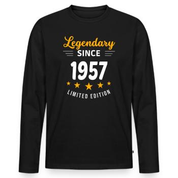 Legendär seit 1957 - Männer Premium Bio Langarmshirt - Schwarz - Vorne - Nico (187cm)