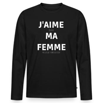 J'AIME MA FEMME foot - T-shirt manches longues Premium bio Homme - noir - Devant - Nico (187cm)