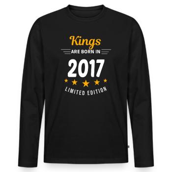 Könige SIND 2017 GEBOREN - Männer Premium Bio Langarmshirt - Schwarz - Vorne - Nico (187cm)