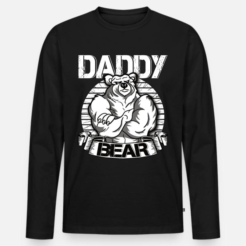 Daddy Bear - Männer Premium Bio Langarmshirt - Schwarz
