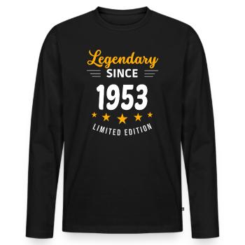 Legendär seit 1953 - Männer Premium Bio Langarmshirt - Schwarz - Vorne - Nico (187cm)