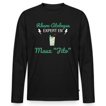 Rhum-Atologue - T-shirt manches longues Premium bio Homme - noir - Devant - Nico (187cm)