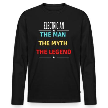 The Man The Myth The Legend ELECTRICIAN - Men's Premium Organic Long Sleeve Shirt - black - Front - Nico (187cm)