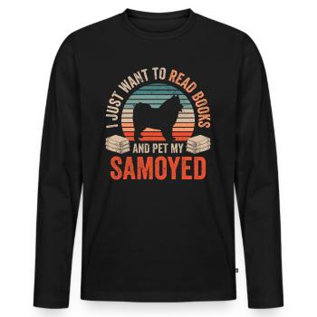 Lire et caresser Samoyède Samoyède - T-shirt manches longues Premium bio Homme - noir - Devant - Nico (187cm)