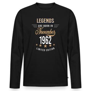Legenden werden im November 1962 geboren - Männer Premium Bio Langarmshirt - Schwarz - Vorne - Nico (187cm)