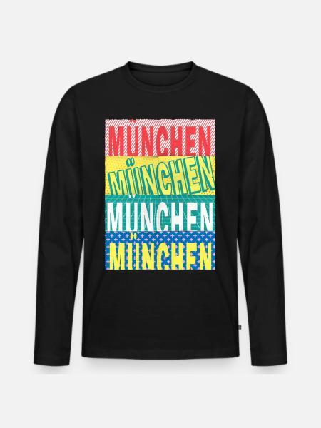 Munich Germany City Font Skyline - Men's Premium Organic Long Sleeve Shirt - black