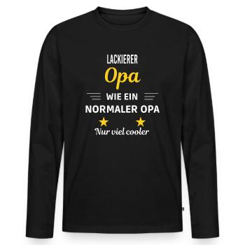 Opa wie ein normaler nur viel cooler Lackierer - Männer Premium Bio Langarmshirt - Schwarz - Vorne - Nico (187cm)