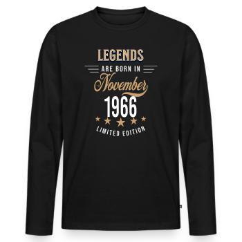 Legenden werden im November 1966 geboren - Männer Premium Bio Langarmshirt - Schwarz - Vorne - Nico (187cm)