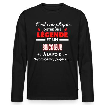 C'est compliqué phrase drôle BRICOLEUR - T-shirt manches longues Premium bio Homme - noir - Devant - Nico (187cm)