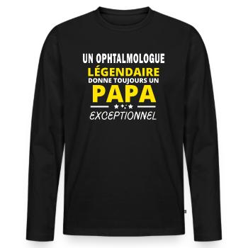 OPHTALMOLOGUE légendaire drôle papa exceptionnel - T-shirt manches longues Premium bio Homme - noir - Devant - Nico (187cm)