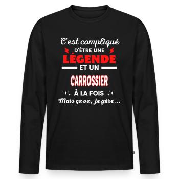 C'est compliqué phrase drôle CARROSSIER - T-shirt manches longues Premium bio Homme - noir - Devant - Nico (187cm)