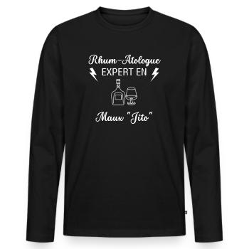 Rhum-Atologue - T-shirt manches longues Premium bio Homme - noir - Devant - Nico (187cm)