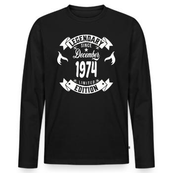 Legendary since december 1974 - Men's Premium Organic Long Sleeve Shirt - black - Front - Nico (187cm)
