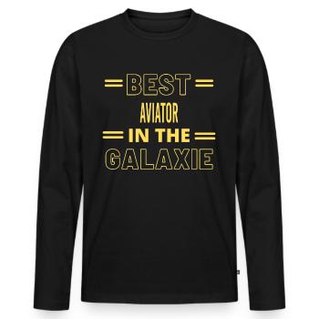 Best Ever IN THE GALAXIE AVIATOR - Men's Premium Organic Long Sleeve Shirt - black - Front - Nico (187cm)