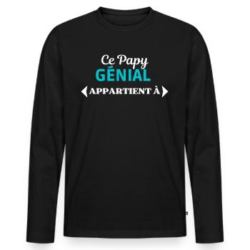 AJOUTEZ PRÉNOMS personalisable CE PAPY GÉNIAL - T-shirt manches longues Premium bio Homme - noir - Devant - Nico (187cm)