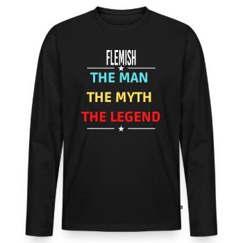 L’homme Le mythe La légende flamande - T-shirt manches longues Premium bio Homme - noir - Devant - Nico (187cm)