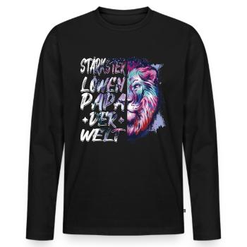 Lion | Vintage | Gift | Best dad in the world - Men's Premium Organic Long Sleeve Shirt - black - Front - Nico (187cm)