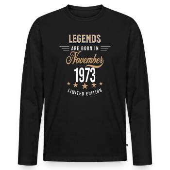 Legenden werden im November 1973 geboren - Männer Premium Bio Langarmshirt - Schwarz - Vorne - Nico (187cm)