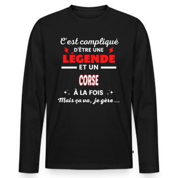 C'est compliqué phrase drôle CORSE - T-shirt manches longues Premium bio Homme - noir - Devant - Nico (187cm)