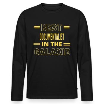 Best Ever IN THE GALAXIE DOCUMENTALIST - T-shirt manches longues Premium bio Homme - noir - Devant - Nico (187cm)