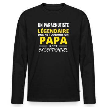 PARACHUTISTE légendaire drôle papa exceptionnel - T-shirt manches longues Premium bio Homme - noir - Devant - Nico (187cm)
