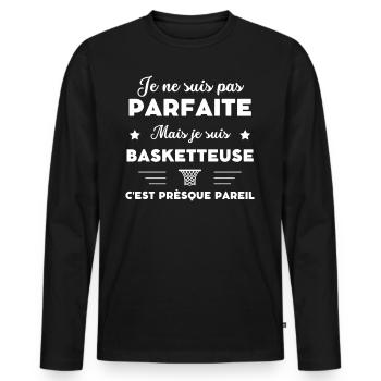 je ne suis pas parfaite basketteuse humour - T-shirt manches longues Premium bio Homme - noir - Devant - Nico (187cm)