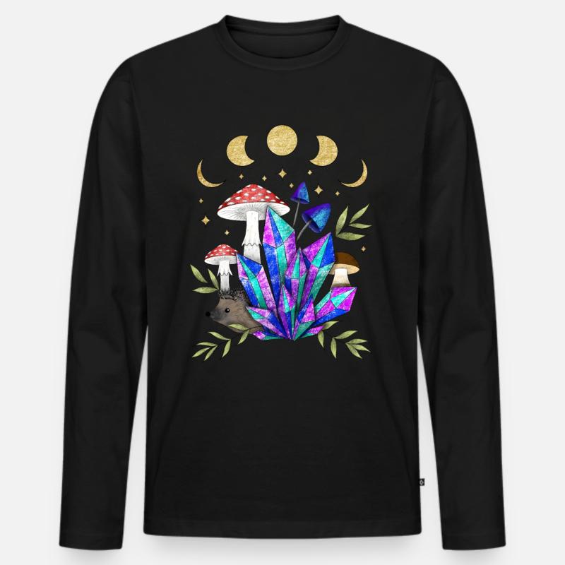 Igel im Traumland - Männer Premium Bio Langarmshirt - Schwarz